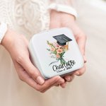 Personalized Bachelor Cap Birth Flower Bouquet Jewellery Box with Name and Year Class of 2025 Graduation Gift for Graduate