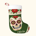 Personalised Day of the Dead Sugar Skull Christmas Stocking with Name Christmas Decor Gift for Kids Family