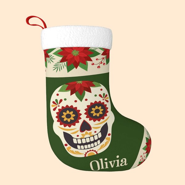 Gepersonaliseerde Dag van de Dode Suikerschedel Kerstkous met Naam Kerstdecoratie Cadeau voor Kinderen Familie