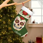 Personalised Day of the Dead Sugar Skull Christmas Stocking with Name Christmas Decor Gift for Kids Family
