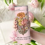 Gepersonaliseerde Geboortebloem Boeket 20oz Food-grade Roestvrij staal Skinny Tumbler met titel en namen Moederdag Verjaardagscadeau voor oma Moeder