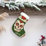 Personalised Day of the Dead Sugar Skull Christmas Stocking with Name Christmas Decor Gift for Kids Family
