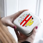 Personalized Doodle Monogram Leather Jewelry Case Portable Travel Essentials Teacher's Day Appreciation Gift for Teacher