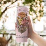 Gepersonaliseerde Geboortebloem Boeket 20oz Food-grade Roestvrij staal Skinny Tumbler met titel en namen Moederdag Verjaardagscadeau voor oma Moeder