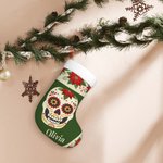 Personalised Day of the Dead Sugar Skull Christmas Stocking with Name Christmas Decor Gift for Kids Family
