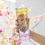 Gepersonaliseerde Geboortebloem Boeket 20oz Food-grade Roestvrij staal Skinny Tumbler met titel en namen Moederdag Verjaardagscadeau voor oma Moeder