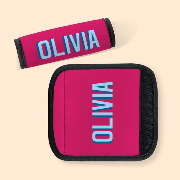 Personalised Multicolour Shadow Monogram Set of 2 Luggage Handle Wrap Identifier with Contact Card Travel Accessories Birthday Gift for Travel Lovers