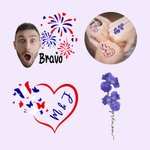 Tatouage Temporaire Personnalisé avec Photo Nom Lot de 15 Autocollants Imperméables Style Violet Jeux 2024 Accessoires pour Match Sport Soirée Fête