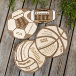 Plaque de Basketball Football Volley-ball Personnalisé avec Noms Message et Année Gravés Décor Mural en Bois 3D Cadeau pour Entraîneur