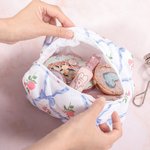 Personalised Embroidered Bow Floral Makeup Bag with Name Travel Essentials Anniversary Birthday Gift for Her