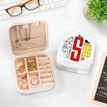 Personalized Doodle Monogram Leather Jewelry Case Portable Travel Essentials Teacher's Day Appreciation Gift for Teacher