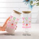 Personalized Pencil Coquette Bow Pink Bow-tie Glass Tumbler with Name Appreciation Back to School Gift for Teacher