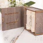 Personalized Love Story Rustic Wooden Book Shaped Ring Box with Engraved Names Date and Pillow Lining Wedding Proposal Gift for Couple