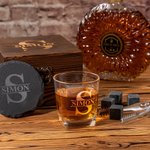 Personalised Old Fashioned Rocks Whiskey Glass Set in Wooden Box with Engraved Monogram Birthday Wedding Gift for Husband Groomsmen