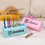 Personalised Multicolor 3D Printed 17 Hole Crochet Hook Storage Box Pull-out Display Stand with Name Mother's Day Birthday Gift for Knitting Lovers