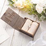 Personalized Love Story Rustic Wooden Book Shaped Ring Box with Engraved Names Date and Pillow Lining Wedding Proposal Gift for Couple