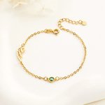 Personalised Angel Wing Adjustable Bracelet with Birthstone Memorial Sympathy Gift for Family Friend