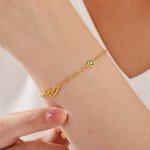 Personalised Angel Wing Adjustable Bracelet with Birthstone Memorial Sympathy Gift for Family Friend