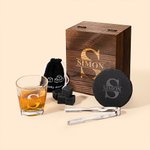 Personalised Old Fashioned Rocks Whiskey Glass Set in Wooden Box with Engraved Monogram Birthday Wedding Gift for Husband Groomsmen