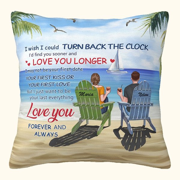 Personalisierte Liebe Sie paar Strand Urlaub Insel Landschaft Überwurf Kissenbezug Valentinstag Geschenk Sofa Dekor