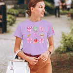 Personalised Coquette Bow Pencil Apple Globe T-shirt Sweatshirt with Name Multicolor Available Back to School Appreciation Gift for Teacher