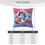 Personalizzato Rainbow Butterfly Floral Fantasy Baby Unicorn Throw Pillow Cover con nome Compleanno Regalo per bambini amanti degli unicorni