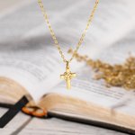 Personalised Monogram Cross Necklace Baptism Christians Religious Jewellery Gift for Women