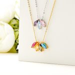 Personalized 1-8 Marquise Birthstones Family Necklace Birthday Gift for Women