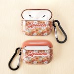 Personalised Boho Groovy Flowers Aesthetic Name AirPods Case with Keychain Birthday Gift for Girls