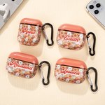 Personalised Boho Groovy Flowers Aesthetic Name AirPods Case with Keychain Birthday Gift for Girls