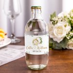 Personalized Waterproof Birth Flower Leaves Rings Design Water Bottle Labels Set of 20 Bridal Shower Engagement Wedding Gift for Couples