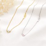 Personalized Minimalist Angel Wing Necklace with Birthstone Memorial Sympathy Gift for Loss of Loved one