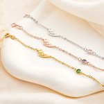 Personalised Angel Wing Adjustable Bracelet with Birthstone Memorial Sympathy Gift for Family Friend