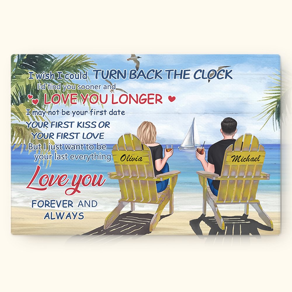 Couple personnalisé bord de mer je t'aime pour toujours et toujours affiche sans cadre peinture anniversaire décoration de la maison