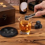 Personalised Old Fashioned Rocks Whiskey Glass Set in Wooden Box with Engraved Monogram Birthday Wedding Gift for Husband Groomsmen