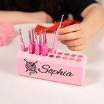 Personalised Multicolor 3D Printed 17 Hole Crochet Hook Storage Box Pull-out Display Stand with Name Mother's Day Birthday Gift for Knitting Lovers