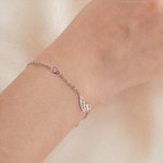Personalised Angel Wing Adjustable Bracelet with Birthstone Memorial Sympathy Gift for Family Friend