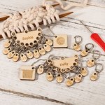 Personalized Removable Wooden Counting Number Stitch Markers Charm with Engraved Name and Holder Birthday Gift for Crochet Knitting Lovers