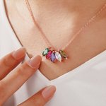 Personalized 1-8 Marquise Birthstones Family Necklace Birthday Gift for Women