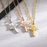 Personalised Monogram Cross Necklace Baptism Christians Religious Jewellery Gift for Women