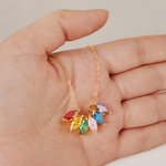 Personalized 1-8 Marquise Birthstones Family Necklace Birthday Gift for Women