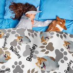 Personalisierte niedlichen Hund Katze Pfote Foto weiche kuschelige Decke mit Namen Geburtstag Geschenk für Tierliebhaber