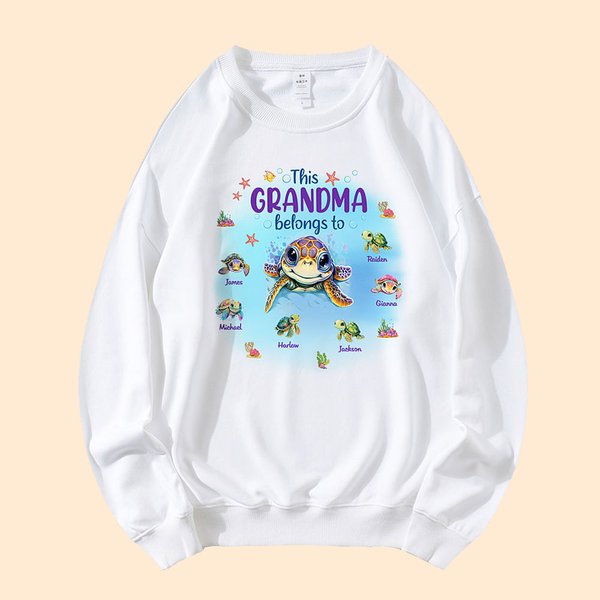 Gepersonaliseerd Deze Oma Mama Hoort Bij 1-7 Schattige Schildpadden Sweatshirt Verjaardag Familiecadeau voor Kind Moeder
