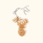 Personalized Deer Head Best Buckin Dad Engraved Wooden Keychain with Bullet Charm and Name Funny Birthday Father's Day Gift for Dad Grandpa