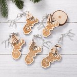 Personalized Deer Head Best Buckin Dad Engraved Wooden Keychain with Bullet Charm and Name Funny Birthday Father's Day Gift for Dad Grandpa