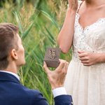 Personalized Love Story Rustic Wooden Book Shaped Ring Box with Engraved Names Date and Pillow Lining Wedding Proposal Gift for Couple