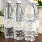 Personalized Waterproof Birth Flower Leaves Rings Design Water Bottle Labels Set of 20 Bridal Shower Engagement Wedding Gift for Couples