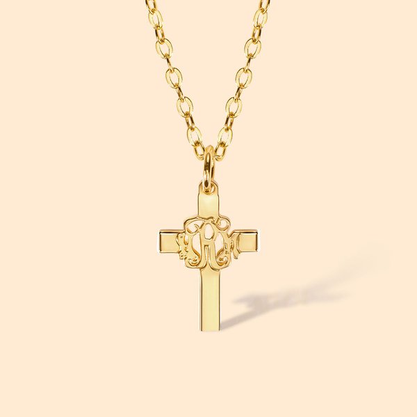 Personalized Monogram Cross Necklace Baptism Christians Religious Jewellery Gift for Women