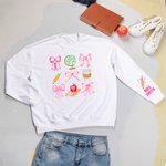 Personalised Coquette Bow Pencil Apple Globe T-shirt Sweatshirt with Name Multicolor Available Back to School Appreciation Gift for Teacher
