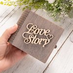 Personalized Love Story Rustic Wooden Book Shaped Ring Box with Engraved Names Date and Pillow Lining Wedding Proposal Gift for Couple